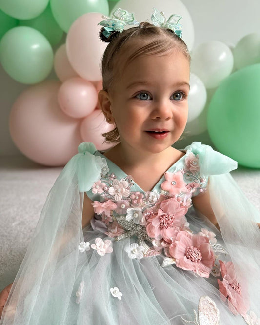 Vestido de Fiesta Infantil Jardín Encantado Verde