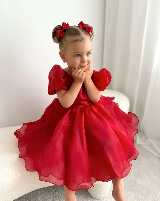 Vestido Infantil Abullonado Navideño