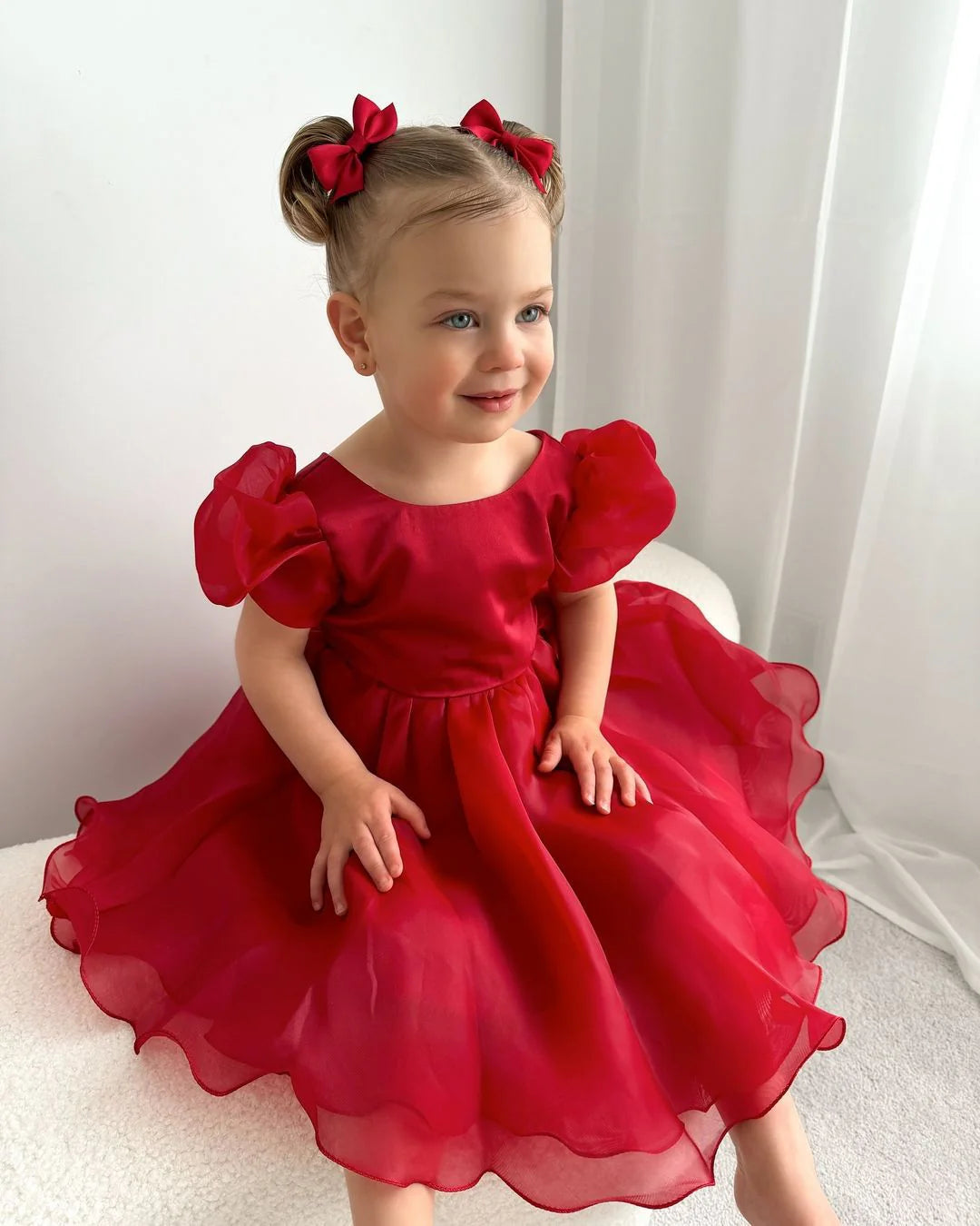 Vestido Infantil Abullonado Navideño