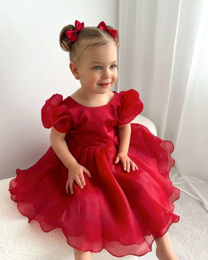 Vestido Infantil Abullonado Navideño