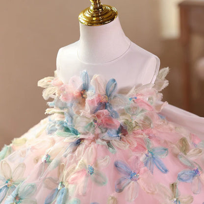 Vestido Infantil De Fiesta con Flores