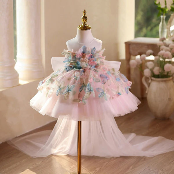 Vestido Infantil De Fiesta con Flores