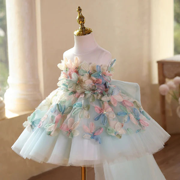 Vestido Infantil De Fiesta con Flores