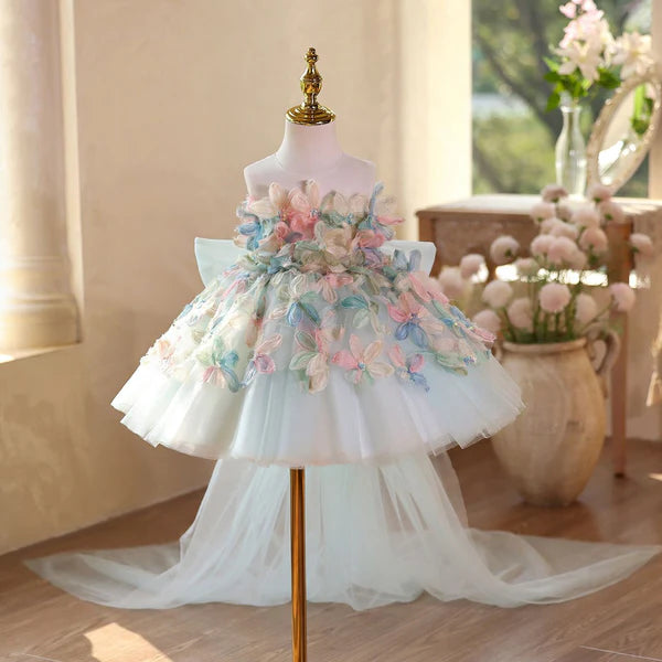 Vestido Infantil De Fiesta con Flores