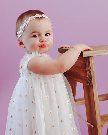 Vestido Infantil Tul Margaritas