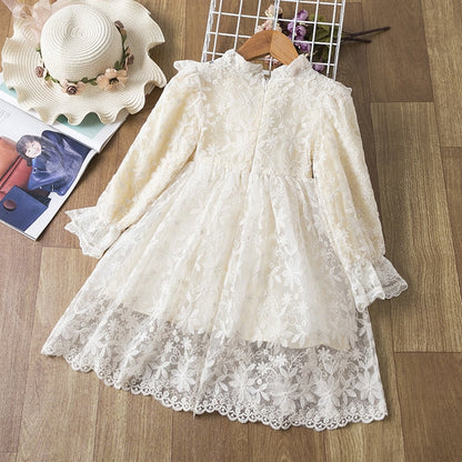 Vestido infantil de encaje de manga larga