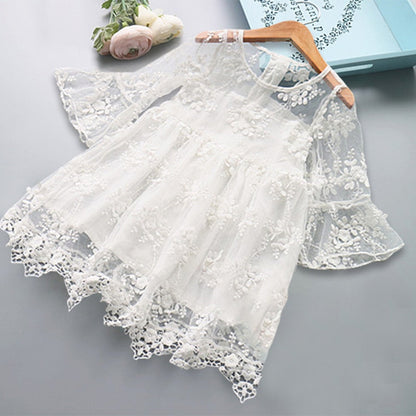 Vestido Fiesta Infantil Manga Transparente