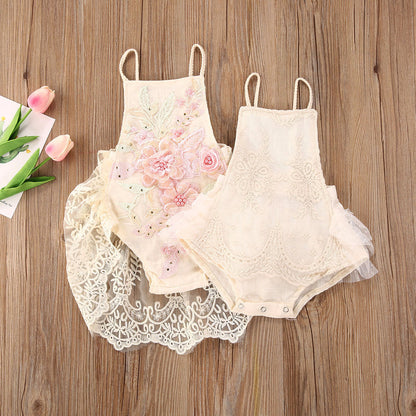 Ropa Bebés Niños Bebé Mono con bordado de encaje floral Body