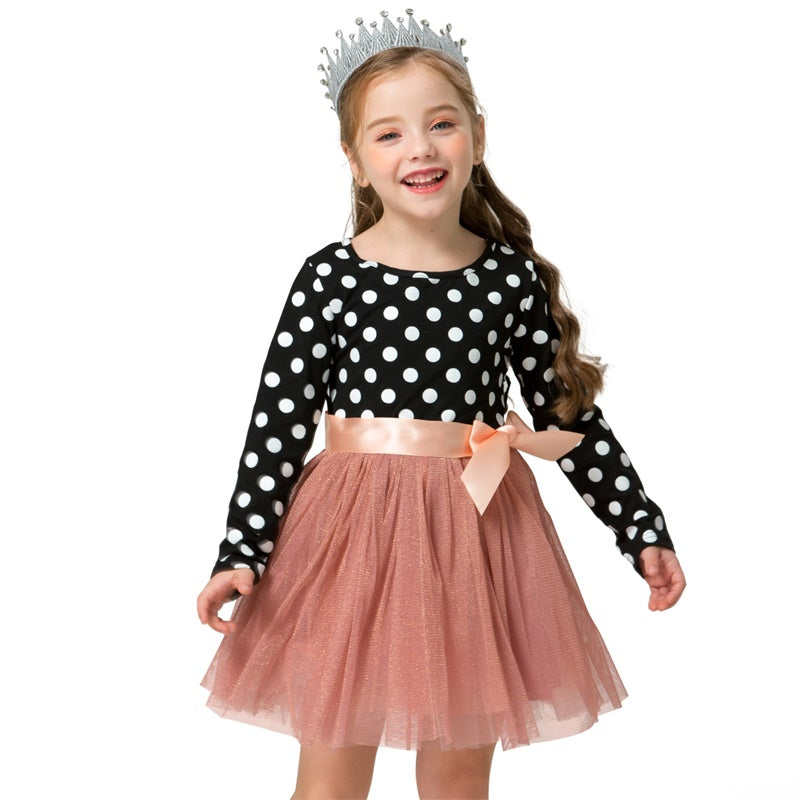 Vestido de Fiesta Infantil Poá e Laço