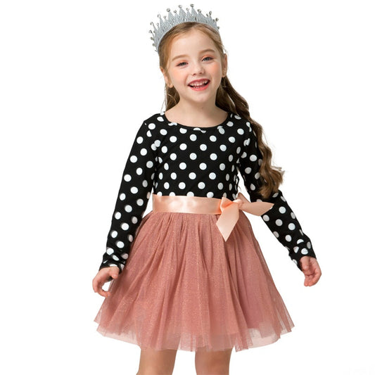 Vestido de Fiesta Infantil Poá e Laço