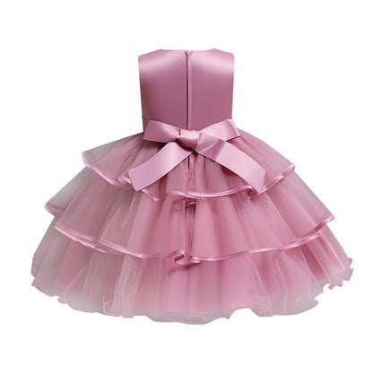 Vestido de Fiesta Infantil Flores y Volantes