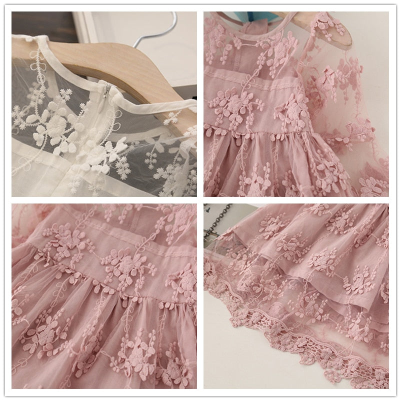 Vestido Fiesta Infantil Manga Transparente