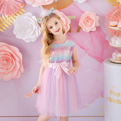 Vestido Infantil de Sirena con Lazo