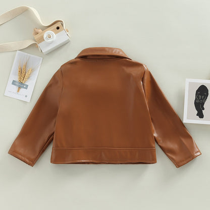 Chaqueta de cuero PU, manga larga