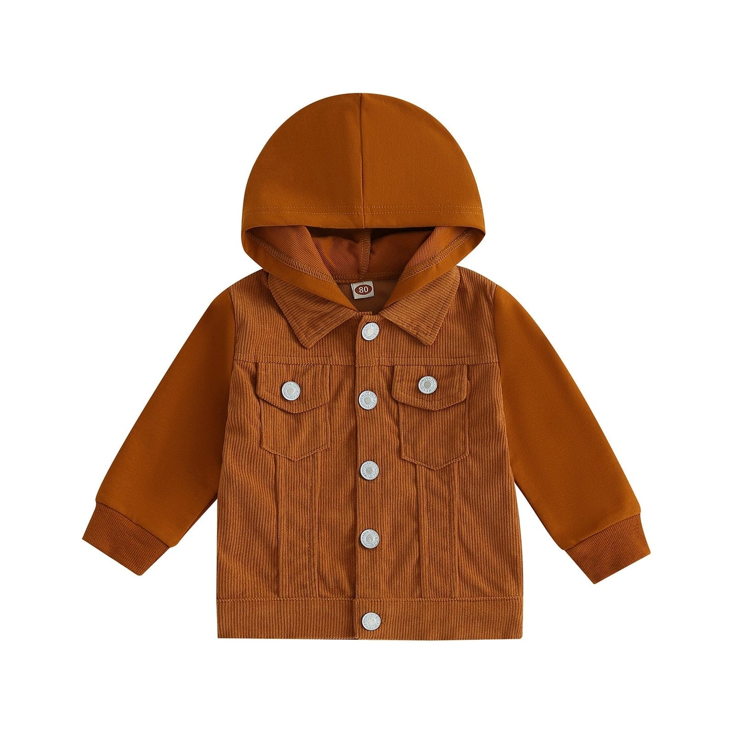 Chaqueta Infantil Terciopelo Manga Larga Botón y Capucha