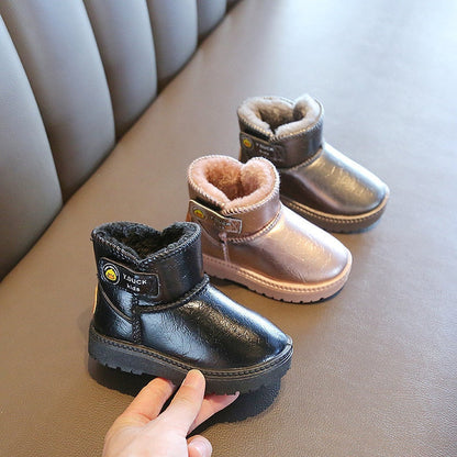 Botas Zapatos de invierno Niños Cuero Corto Algodón Botas cálidas