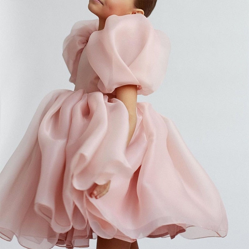 Vestido de princesa vintage Vestido de tul para niños Manga abullonada