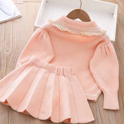 Ropa Cárdigan de punto fresa + falda plisada