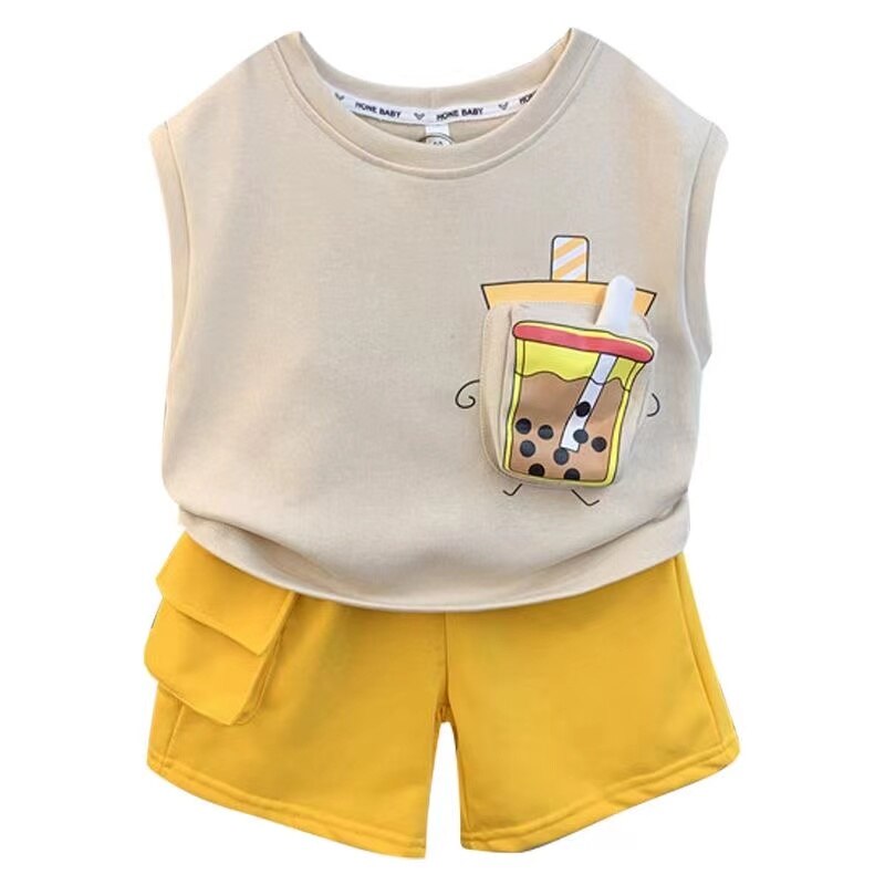 Conjunto de ropa sin mangas para niños Taza para beber