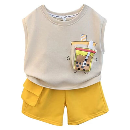 Conjunto de ropa sin mangas para niños Taza para beber