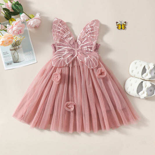 Vestido Verano Vestido Sin Mangas De Tul Con Mariposa