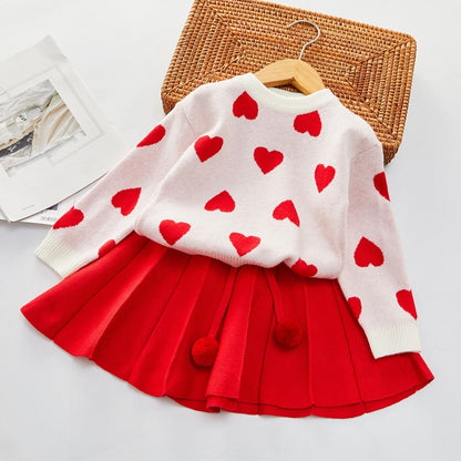 Conjunto Infantil Corazón Jersey + Falda