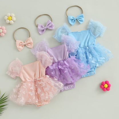 Vestido mameluco con estampado de mariposas