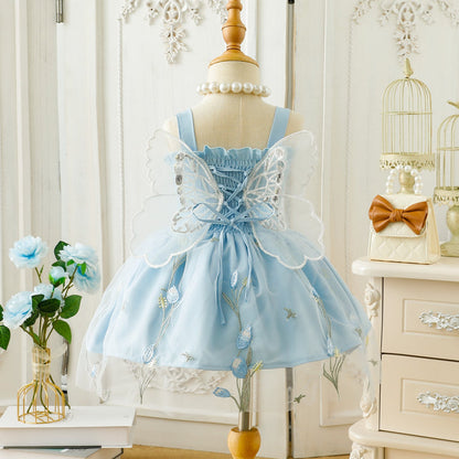 Vestido Infantil Alas de Mariposa y Cordón