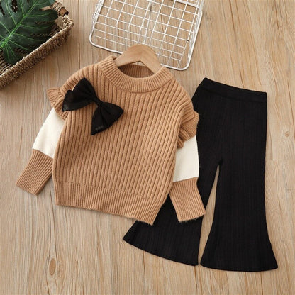 Conjunto Infantil Pantalón Lana + Blusa Lazo