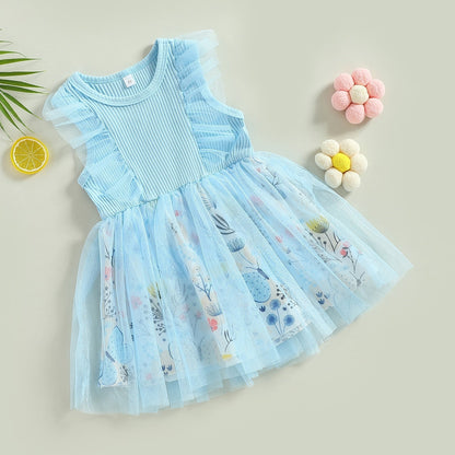 Vestido Infantil de Flores y Tul