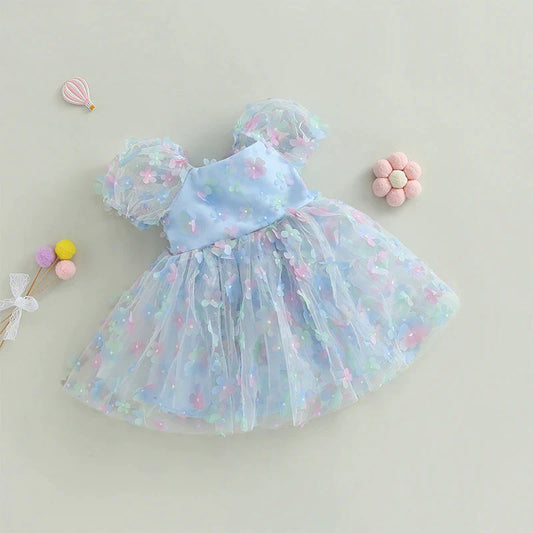 Vestido de princesa, vestido de tul con mangas abullonadas Mariposa