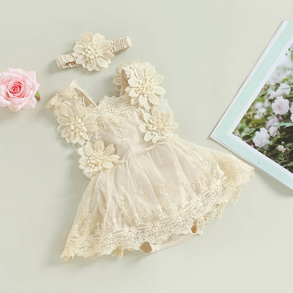 Verano Sin Mangas Cuello Cuadrado Floral Encaje Casual