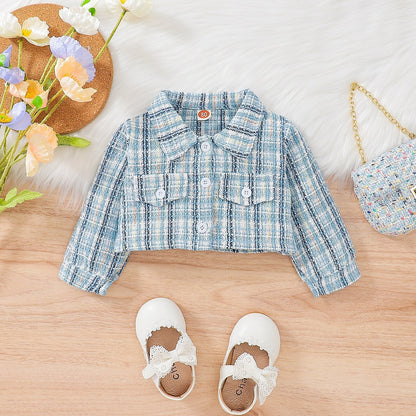 Conjunto de vestido de manga larga a cuadros