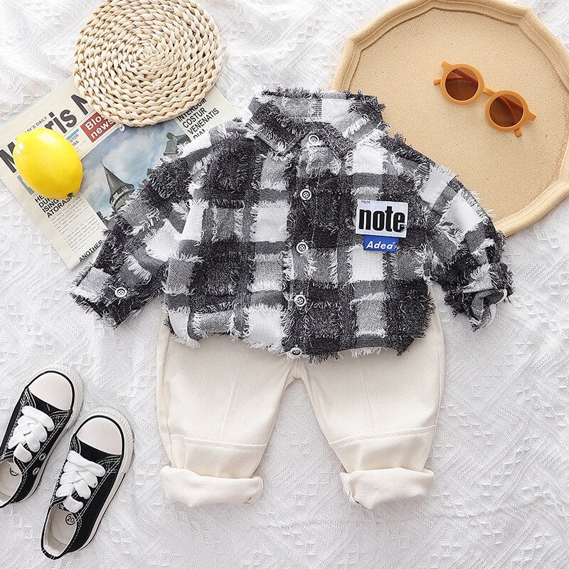 Conjunto Infantil 2 Piezas Camisa Ajedrez