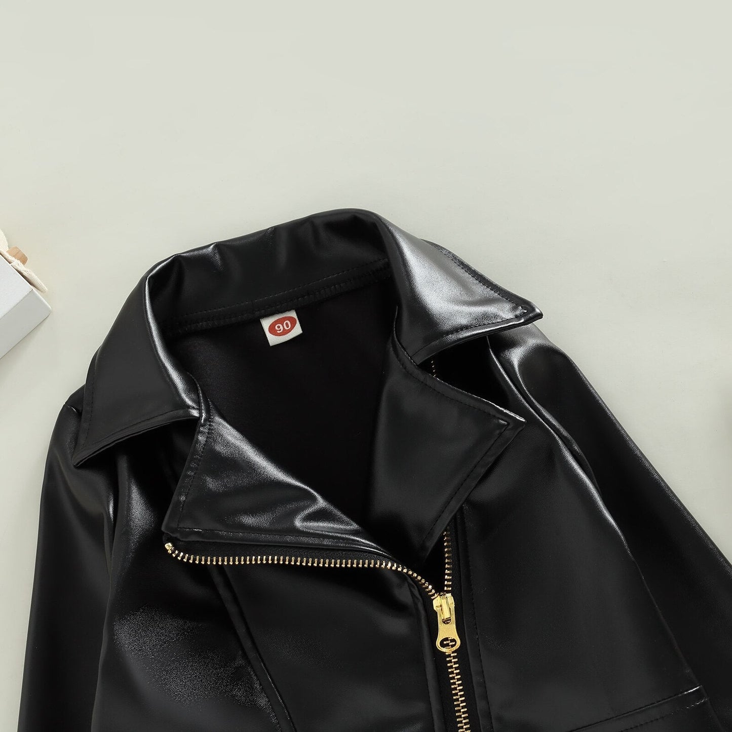 Chaqueta de cuero PU, manga larga