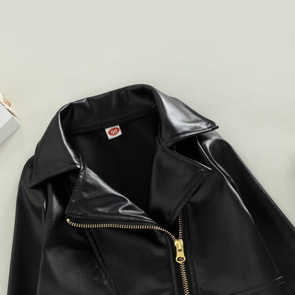 Chaqueta de cuero PU, manga larga