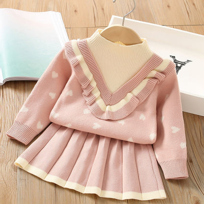 Conjunto Infantil Corazón Blusa + Falda