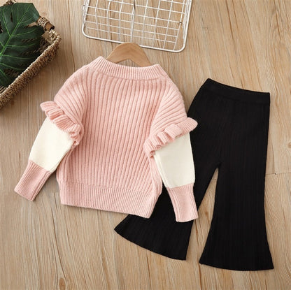 Conjunto Infantil Pantalón Lana + Blusa Lazo