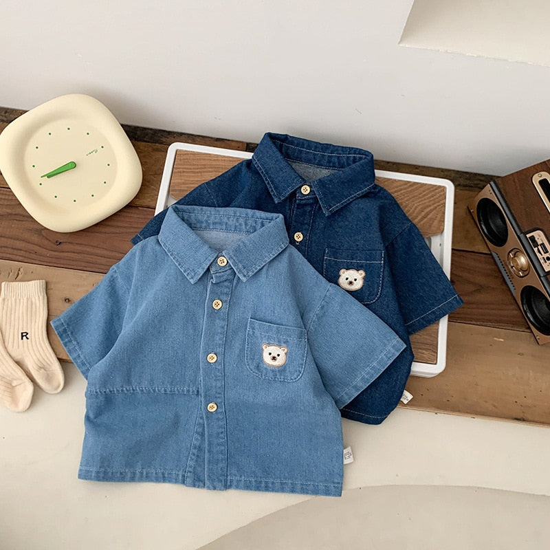 Camisa Jeans Niño Bolsillo Oso