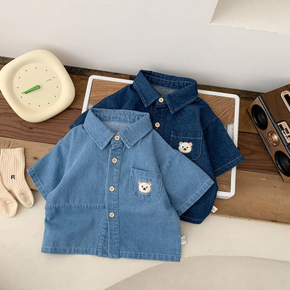 Camisa Jeans Niño Bolsillo Oso