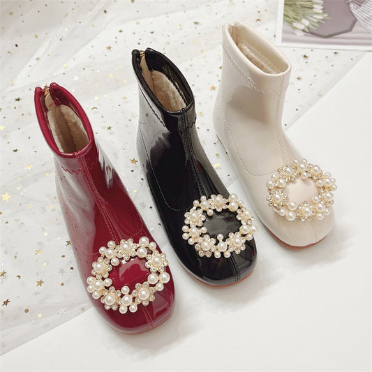 Botas de barniz perlado