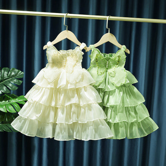 Vestido Infantil Mariposa Perlas