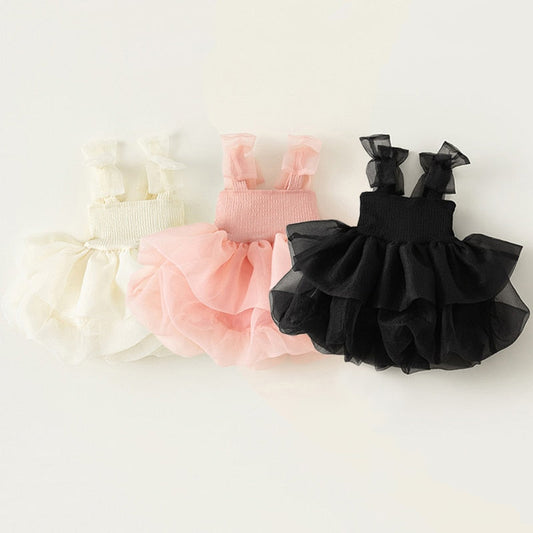 Vestido Infantil Elástico y Tul