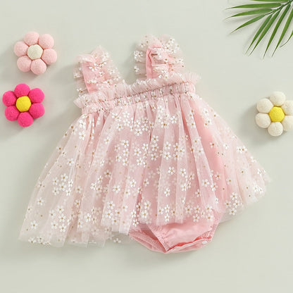 Mameluco de verano, lindo estampado floral sin mangas