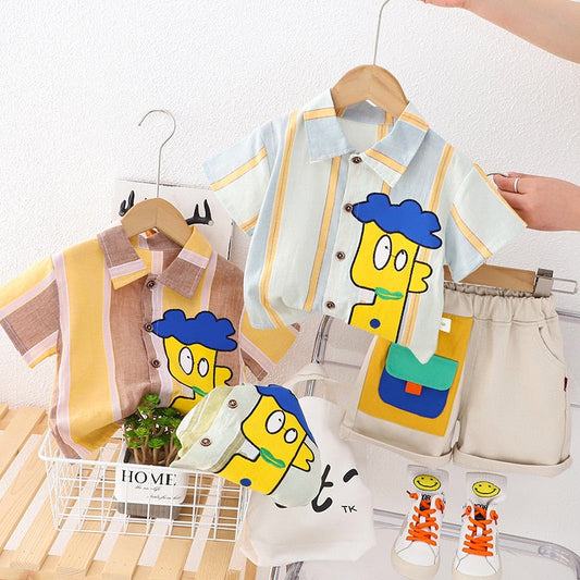Conjunto Infantil 2 Piezas Pantalones Cortos con Bolsillos de Colores
