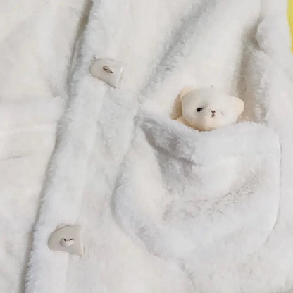 Abrigo cálido para niños de piel esponjosa + osito de peluche