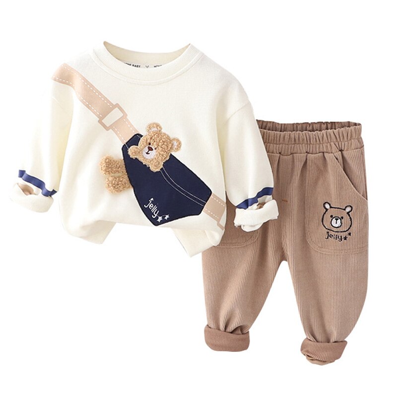 Conjunto de ropa de 2 piezas, parche bordado, bolsa de dibujos animados, oso