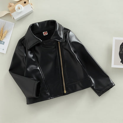 Chaqueta de cuero PU, manga larga
