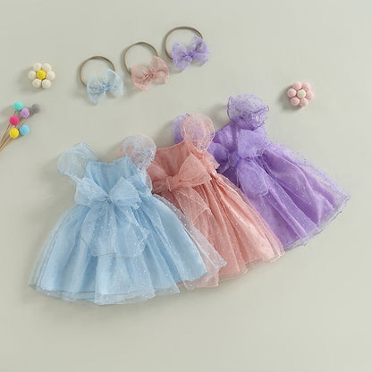 Vestido Infantil Tul Lazo + Fajín