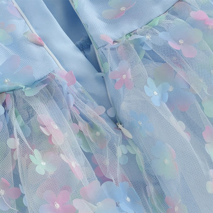 Vestido Infantil Tul Flores y Mariposas